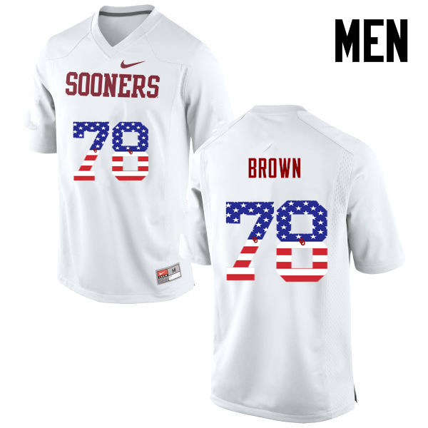 Men Oklahoma Sooners #78 Orlando Brown College Football USA Flag Fashion Jerseys-White - Click Image to Close